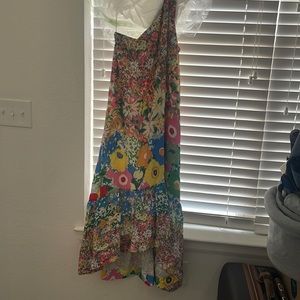 Anthropologie Floral One Shloulder Maxi dress